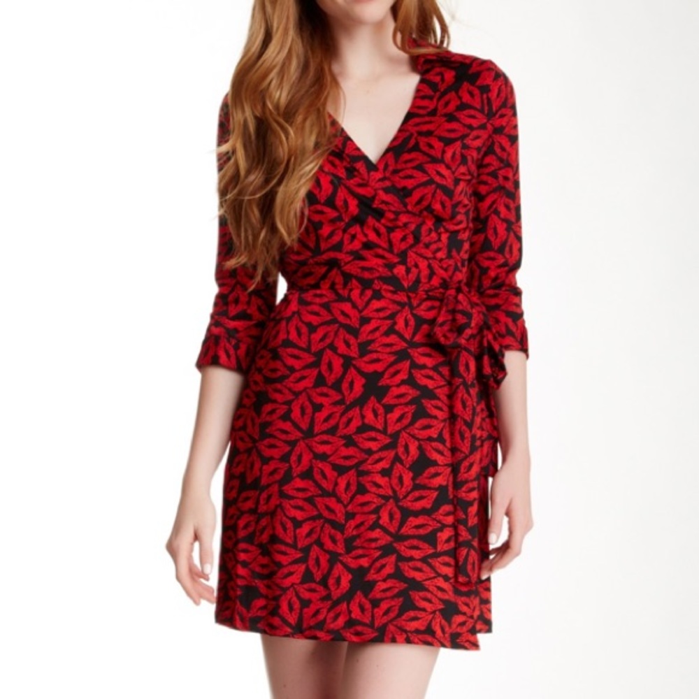 XL Julie Brown Lipstick Milo Jersey Wrap Dress